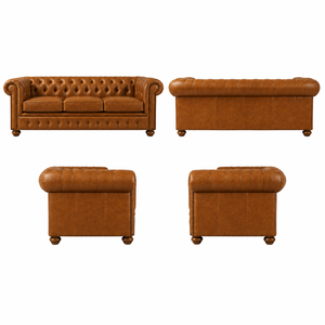 Sofá de Cuero Contemporáneo Ecológico de 3 Plazas, Muebles Modernos para Sala de Estar, Oficina en Casa y Escuela - Product Image 3