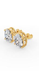 Boucles d'oreilles clous solitaires ovales lumineuses en diamant de laboratoire, or 10 carats, bijoux de luxe, fournisseur en gros - Product Image 5