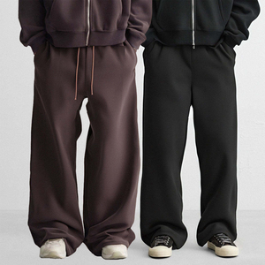 Wholesale Custom Logo Fleece Stacked Super Baggy Wide Leg Sweatpants 100% French Terry Cotton Oversized for Men Casual - Product Image 5