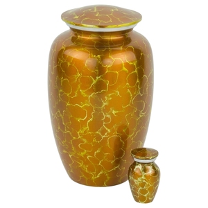 Urna Funeraria Decorativa de Metal con Textura de Ámbar Dorado Craquelado, Hecha a Mano, para Cenizas de Adultos, Completa con Pequeña Urna Conmemorativa - Product Image 6