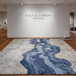 Juego de Alfombras de Lana/Seda con Diseño Abstracto Tradicional, Hechas a Mano, con Base de Yute Ecológica y Antideslizante, para Oración y Picnic - Product Image 1