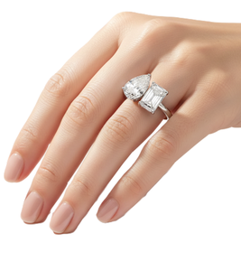 Anillo de Diamantes ToiEt Moi, Elegante, Certificado por IGI, Cultivado en Laboratorio, Plata de Ley 925, Oro de 14K/18K, Anillo de Compromiso con Esmeralda en Forma de Pera, Anillo de Novia - Product Image 3