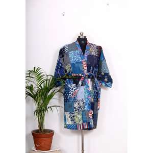 Chaqueta Kantha Hecha a Mano con Estampado Floral, Kimono Japonés, Chaqueta Corta Bohemia Multicolor, Estilo Casual para la Playa, para el Invierno - Product Image 3