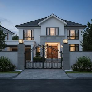 Lámpara de Columna LED de Lujo con Diseño Floral, Decoración Vietnamita CM, para Exteriores, Hotel, Villa, Jardín, Negra, E27, IP65, Metálica, AC 220V, 8 Pulgadas - Product Image 2