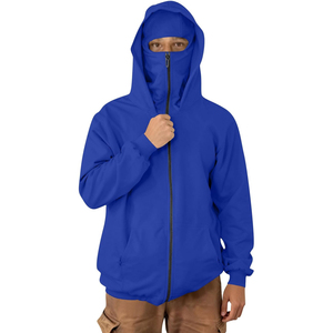 Vente en gros économique : Cagoule Masque intégral pour homme, 100% Coton, Hiver, Streetwear, à épaules tombantes, double couche, avec fermeture éclair - Product Image 3