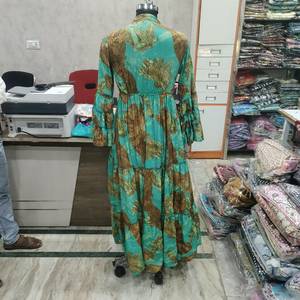 Women Boho <b>Floral</b> Print Maxi Dress V Neck Bell Sleeve Empire Waist Tiered <b>Long</b> Casual Summer Dress - Product Image 3