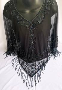 Beaded Moon Face Cloud Fringe Patch Embroidery <b>Sequin</b> Handwork Casual Summer Top Apparel White Cotton Short Sleeve Women <b>T</b> <b>Shirt</b> - Product Image 2