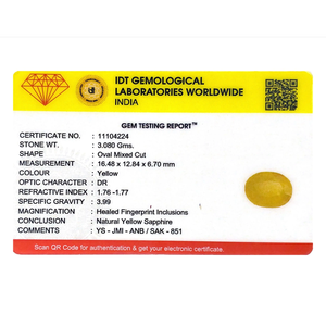 Loose 15.4 Carat Oval Faceted Yellow Sapphire Gemstone for Fine Jewelry - Product Image 4