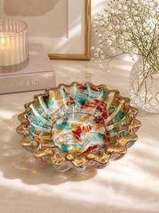 Plato para Joyas de Resina con Borde Dorado |   Cuenco Decorativo de Vidrio Roto - Product Image 5