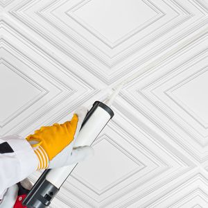 Piastrelle per Soffitto in PVC Premium, Confezione da 12, 24x24, Facili da Installare, Tagliabili, in Plastica, da Incollare per Comode Miglioramenti Domestici - Product Image 6