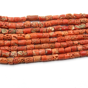 Cuentas de coral rojo italiano natural en forma de tubo liso, cuentas sueltas de piedras preciosas hechas a mano de 18 pulgadas, precio de mayoreo directo de fábrica. - Product Image 2