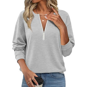 High Quality <b>Women</b> <b>Quarter</b> <b>Zip</b> Sweatshirt Featuring Lightweight Performance Fabric Design For Fitness Training And Casual Style - Product Image 1