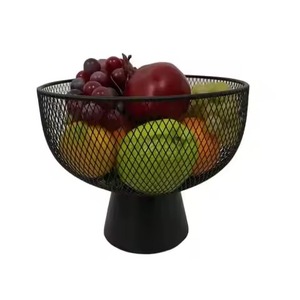 Bol de service au design unique, support en fil métallique noir, pour comptoir de cuisine, rangement de fruits frais - Product Image 1