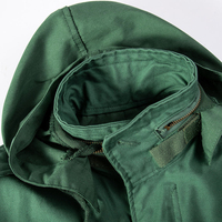 Veste safari à capuche verte pour homme, longue, en toile, résistante à l'eau, parka d'extérieur avec fermeture à boutons et plusieurs poches