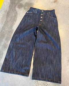 Pantalones de mezclilla vintage para hombre con efecto lavado y detalles de cuero, corte ajustado casual - Product Image 6