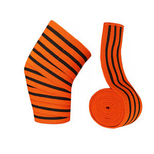 Genouillère rayée orange en Spandex respirant, protection universelle unisexe toutes saisons pour le basketball et le sport - Product Image 1