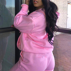 Premium Quality 100% Cotton Solid Women's Winter Hooded Tracksuit Set <b>Zip</b>-<b>up</b> <b>Jacket</b> Lightweight Waterproof Breathable - Product Image 4