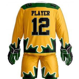 Tenues d'entraînement de hockey sur glace de haute qualité, service OEM d'usine, ensembles uniformes 100 % polyester respirant à séchage rapide, options personnalisées - Product Image 3
