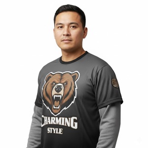 Camiseta Corta para Hombre de 300GSM - Diseño Holgado Estilo Urbano Vintage con Mangas Largas Estampadas y Desgastadas - Product Image 5