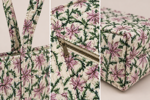 Eco Friendly Floral Quilted Cotton Fold Water Resistant Durable <b>Large</b> Women Shoulder Handbag Reusable Shopping <b>Beach</b> Travel <b>Bag</b> - Product Image 5