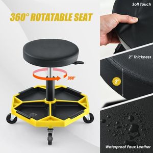 Sgabello da Meccanico con Ruote e Pratica Vassoio Magnetico Rimovibile per Conservazione Utensili - Product Image 5