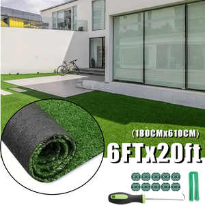 Césped Artificial de 6 pies x 20 pies con Orificios de Drenaje, Césped Sintético Ecológico con Base de Goma para Interiores/Exteriores, Áreas para Mascotas y Jardines - Product Image 2