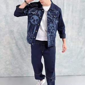 <b>Men's</b> Winter Safari <b>Jacket</b> Stand Collar Coated Genuine Leather Waterproof Plain Dyed <b>Denim</b> Standard OEM Service High Pattern - Product Image 4
