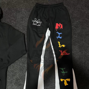 Hot Sell Oem Custom Men's High Quality Flared <b>Jogger</b> Dept Track Pants Elastic <b>Stacked</b> Sweatpants - Product Image 1