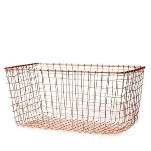 Home Decorative Iron Wire Fruits <b>Baskets</b> With Handle Rectangular Shape Silver Finished <b>Large</b> Tabletop Storage <b>Basket</b> - Product Image 4