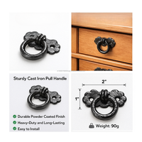 Poignée de tirage annulaire réglable en fonte 2x1 pouce, revêtement poudré noir moderne, pour cuisine, salon, commode, armoire, tiroir