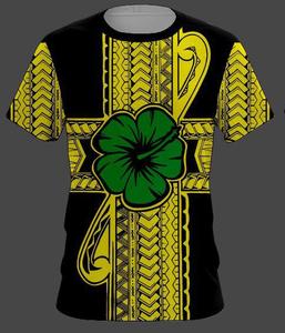 T-shirt tricoté motif tatouage polynésien, imprimé tribal, design Tapa Maori Samoan, respirant, écologique, style insulaire printemps-été - Product Image 6