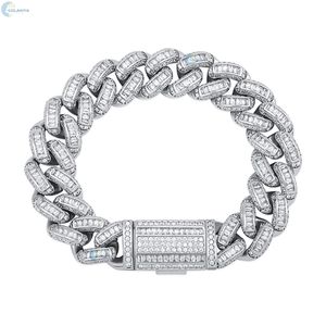 Bracelet cubain de luxe en diamant de laboratoire, serti de diamants taille baguette, style hip-hop, tendance, pour homme - Product Image 1