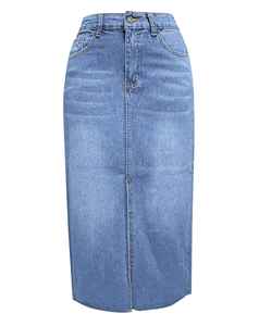 2026 Fashion Women's Casual Denim Skirt High Waist Summer Streetwear Split Knee-Length with Embroidery - Product Image 4