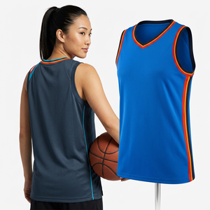 Maillot de basket-ball unisexe sans manches en mesh, respirant, anti-transpiration, séchage rapide, col rond, couleur unie, coupe athlétique pour adulte - Product Image 4