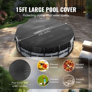 Copertura Invernale Rotonda per Piscina in PVC da 15 Piedi, Copertura Solare di Sicurezza con Design a Cordoncino per Piscine Interrate, Materiale PC - Product Image 3