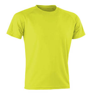 Camiseta de Manga Corta de Color Sólido, Cuello Redondo, Secado Rápido, Poliéster/Algodón, Corte Regular, Estilo Casual, en Venta - Product Image 3