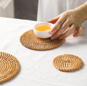 Rattan <b>Trivets</b> Pot Wholesale Natural Rattan Woven 300mm Diameter Heat Resistant Table Mats Natural Weave Design for Kitchen Use - Product Image 2