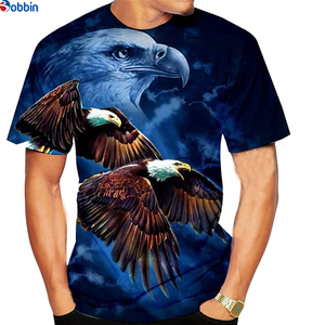 เสื้อยืดแขนสั้นผู้ชายลายพิมพ์รูปนกอินทรีหัวโล้น ทรงปกติ สวมใส่สบาย คอกลม ผ้าโพลีเอสเตอร์ 100% ระบายอากาศได้ดี - Product Image 5