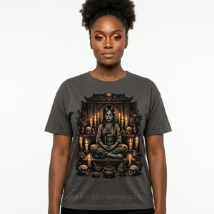 เสื้อยืดลายกราฟิกสไตล์วินเทจสีเข้มแนวสปิริตชวล ทรงโอเวอร์ไซส์ ผ้าฝ้าย สำหรับผู้หญิง ราคาโรงงาน - Product Image 1