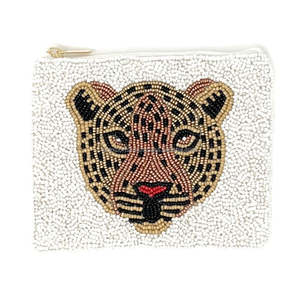 กระเป๋าซิปปักลูกปัดทำมือ  ขนาดใหญ่  ลายเสือดาว  ใส่เหรียญได้  กระเป๋าคลัทช์รูปหน้าสัตว์  นุ่มนิ่ม  ทนทาน  เป็นมิตรกับสิ่งแวดล้อม - Product Image 2