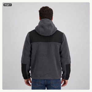 Men's Heavyweight Sherpa <b>Fleece</b> Full-Zip Color Block Hoodie <b>Jacket</b> for Outdoor Winter - Product Image 2