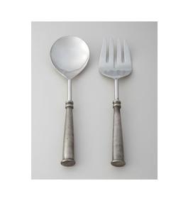 Cuchara y tenedor para ensalada de metal con mango ergonómico contemporáneo, ideales para servir de forma cómoda. - Product Image 1
