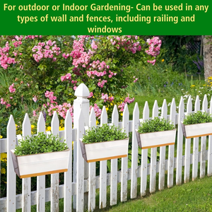 White Metal Hanging Railing <b>Planter</b> <b>Box</b> with Gold Trim Rectangular Flower Pot Holder for Balcony Garden <b>Window</b> Patio Outdoor - Product Image 6