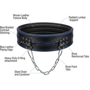 Professional Gym Weight Lifting Training Fitness Leather Dipping <b>Belt</b> Steel <b>Chain</b> Carabiner Unisex Custom Sizes Wholesale <b>Belt</b> - Product Image 3