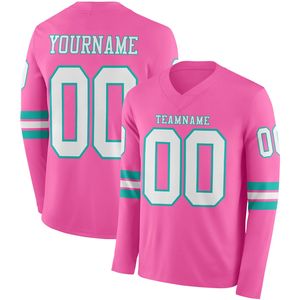 Maillot de football américain personnalisé respirant à manches longues avec logo frontal, chemise d'équipe personnalisée 100 % polyester, nom d'équipe personnalisé inclus - Product Image 1