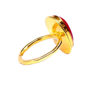 Traditional Sterling Silver 925 Agate Gemstone Gold Plated Classic Daily Wear Elegant Wedding Party Women & Unisex <b>Ring</b> - Product Image 2