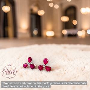 Pendientes de Oro Blanco Sólido de 18K con 3 Hojas en Forma de Pera y Rubí Natural con Diamantes de Sheri Jewels para Mujer - Regalo de Aniversario Moderno - Product Image 3