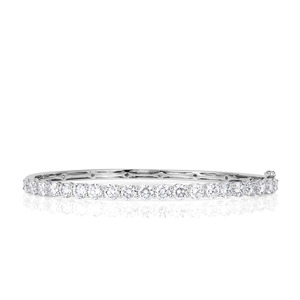 Bracelet jonc classique en diamant de laboratoire taille brillant rond, or blanc 14 carats, bijoux faits main pour femme, cadeau de mariage - Product Image 1