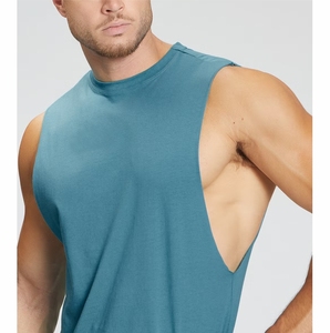Sleeveless OEM Custom Gym Fitness Tank <b>Tops</b> for Men's Clothing <b>Plus</b> <b>Size</b> Cotton Breathable High Street Style Crewneck Tank <b>Tops</b> - Product Image 4