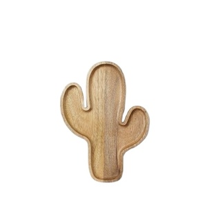 Bandeja de Madera con Forma de Cactus Hecha a Mano Inspirada en la Naturaleza, Plato Multiusos para Aperitivos, Frutas, Postres o Decoración de Mesa de Cocina - Product Image 1